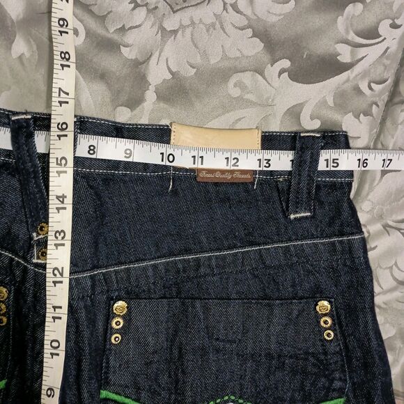 Vintage Men’s Akademiks Embroidered Wide Leg Baggy Y2K Skater Jeans 32x33 NWT - Picture 4 of 16